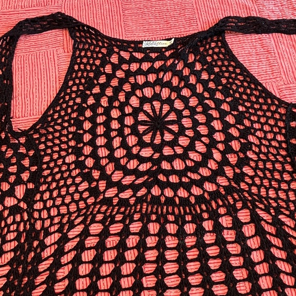 Rebellion women’s size medium / large long Black Crochet Vest - Picture 11 of 12